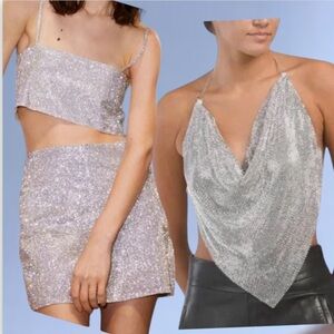 House of Harlow 1960 Rhinestone Halter Top